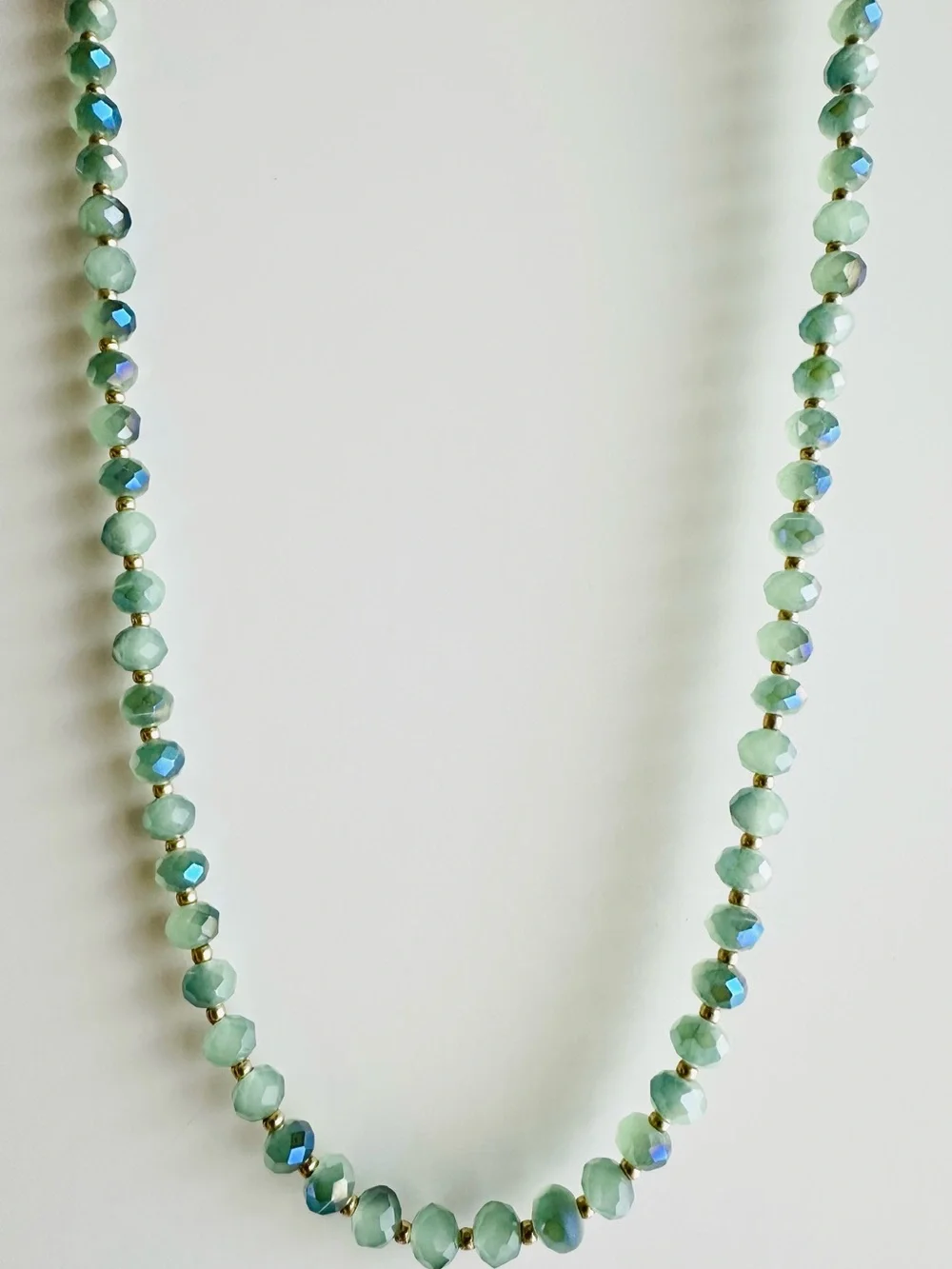 Handmade Sage Green Faceted Bead Necklace